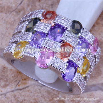 Fashion brass thumb rings cz stone rhodium rings gemstone jewelry